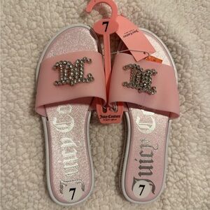 Juicy Couture Blush Pink Slides with Sparkling Logo